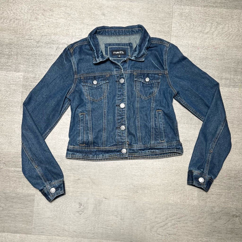 rue21 Rue21, Button Front Contrast Stitching Denim Jacket, Junior’ Size L / US 10 / IT 46 - 10 Thumbnail