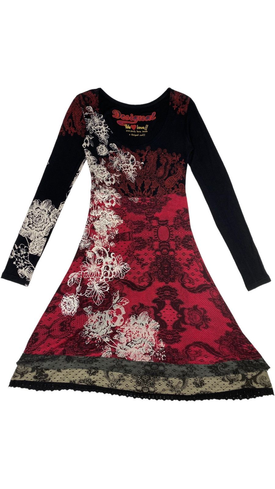 Desigual 🔥LASTDROP🔥 Gothic Bloody Florals Velour Viscose Guipure Size S / US 4 / IT 40 - 1 Thumbnail