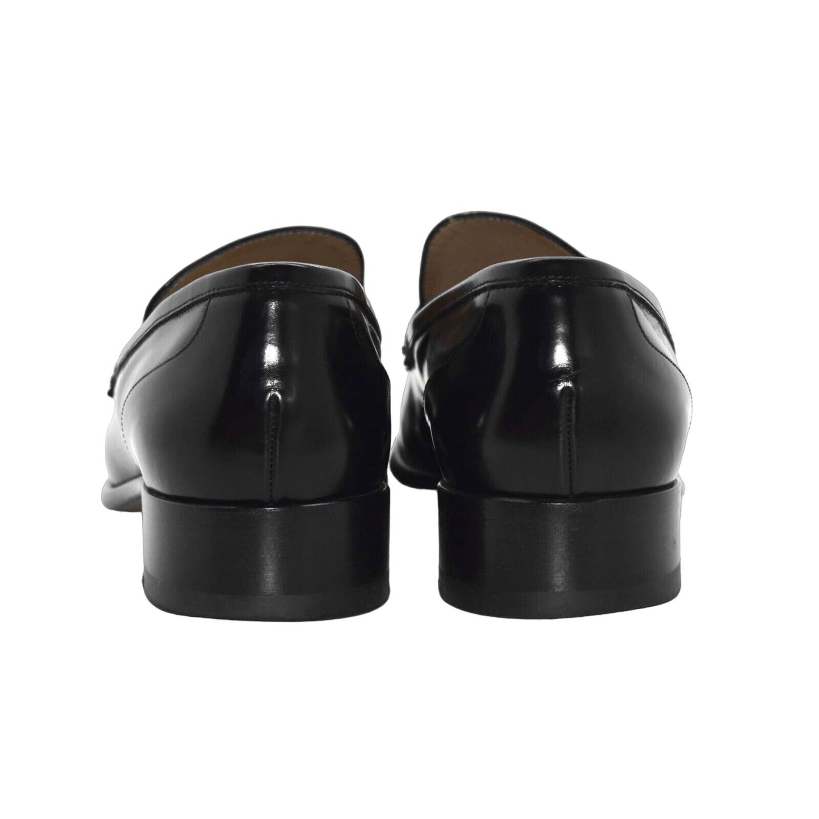Salvatore Ferragamo B4 SALVATORE FERRAGAMO Reed Black Leather Shoes Sz 9B $495 Size US 9 / EU 42 - 4 Thumbnail
