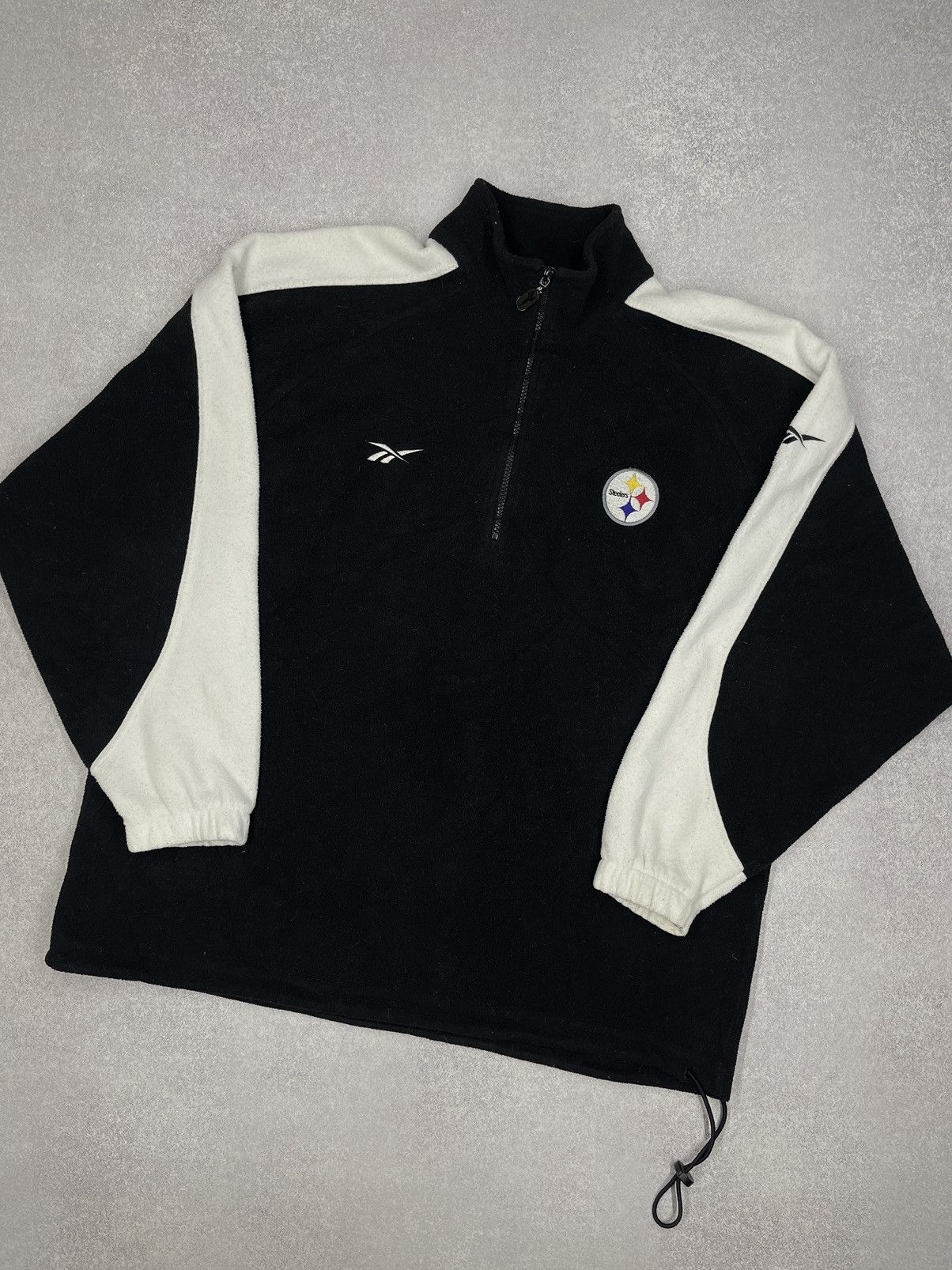 Vintage Reebok NFL Steelers Pro Line Fleece Jacket Black Y2K