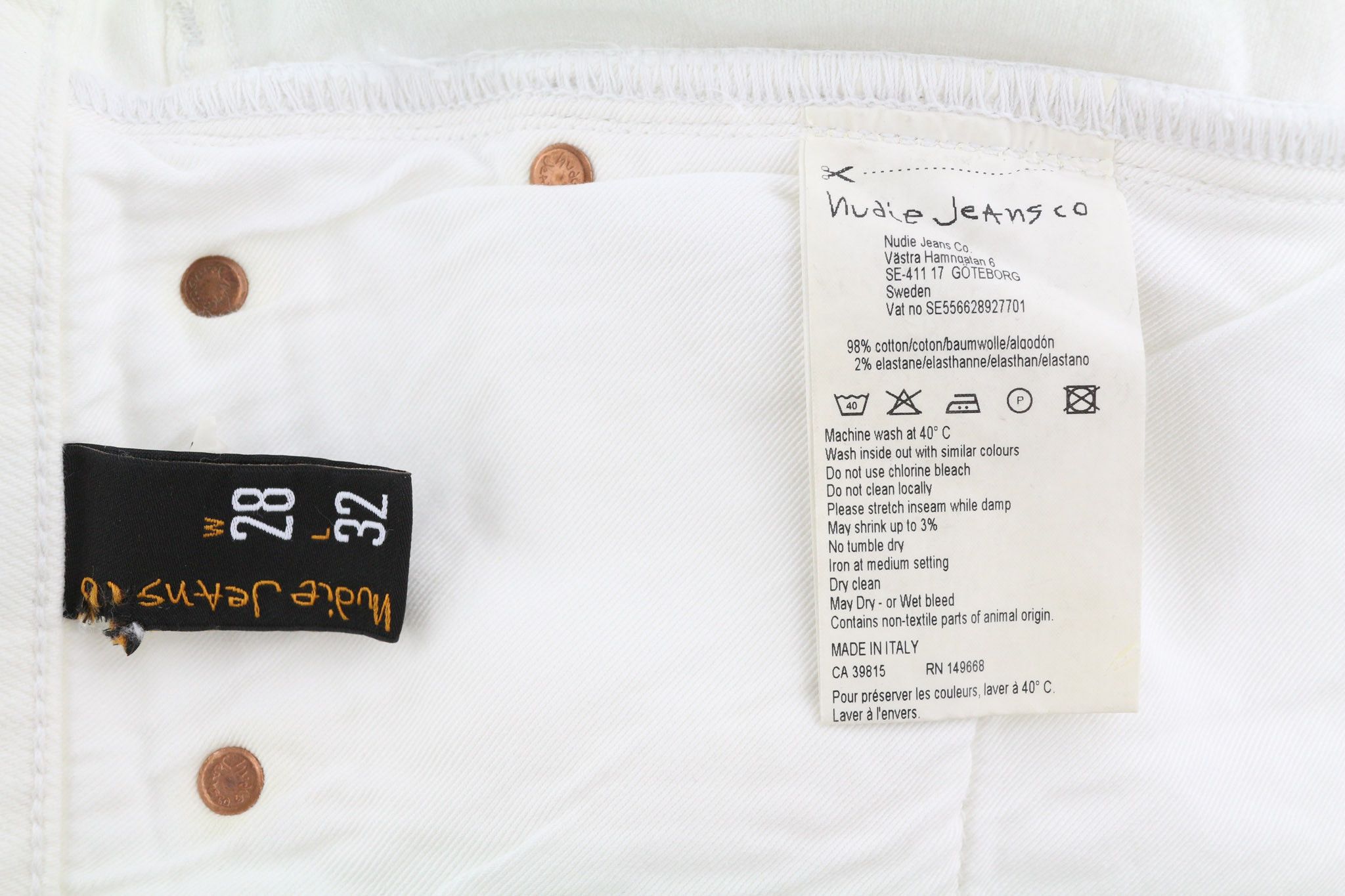 Nudie Jeans LONG JOHN W28/L32 Blazing While Organic Slim 82581 Size US 28 / EU 44 - 6 Thumbnail