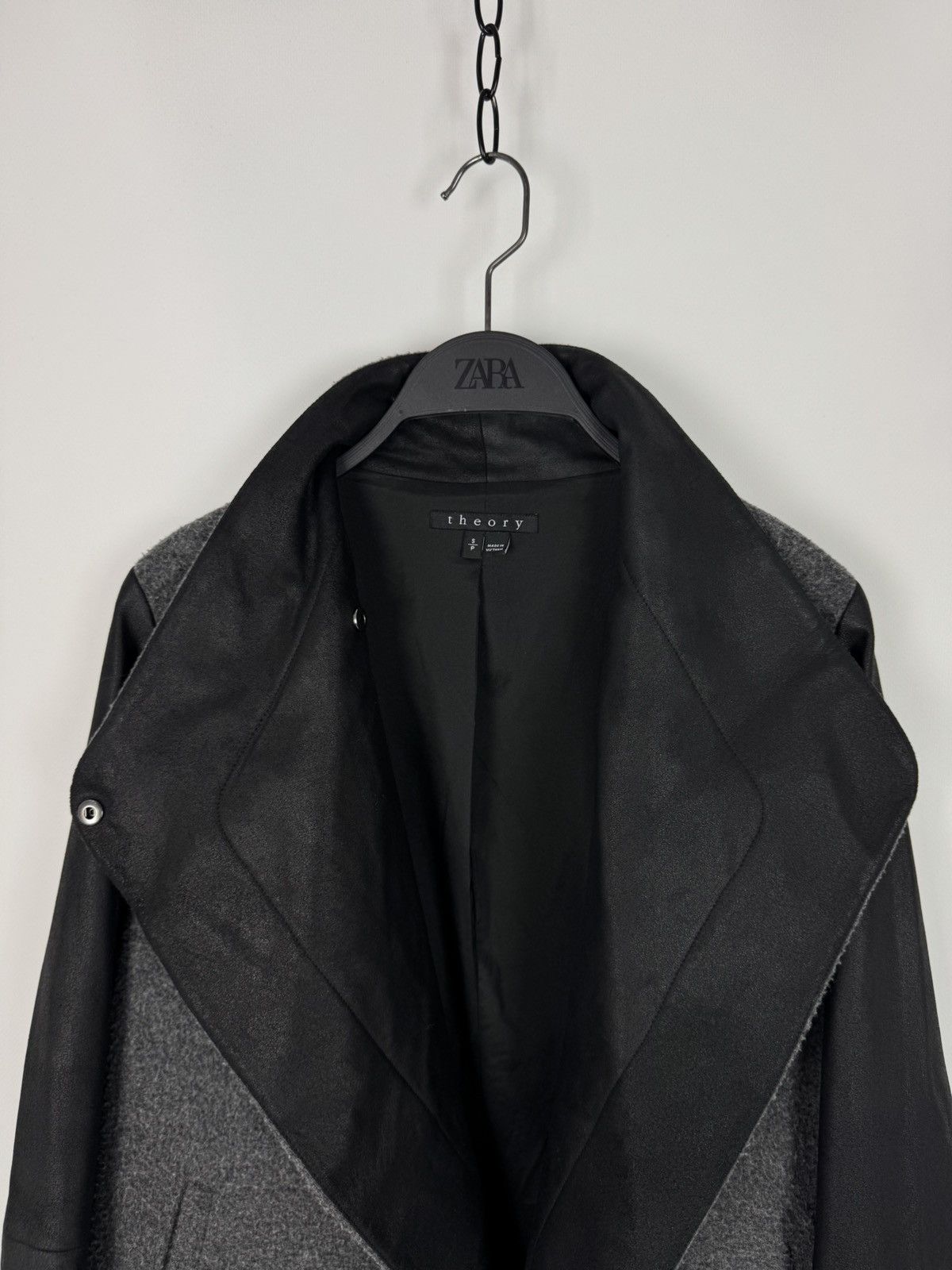 Theory Theory Naomo Leather Sleeve Felt Coat Jacket Size S / US 4 / IT 40 - 10 Thumbnail
