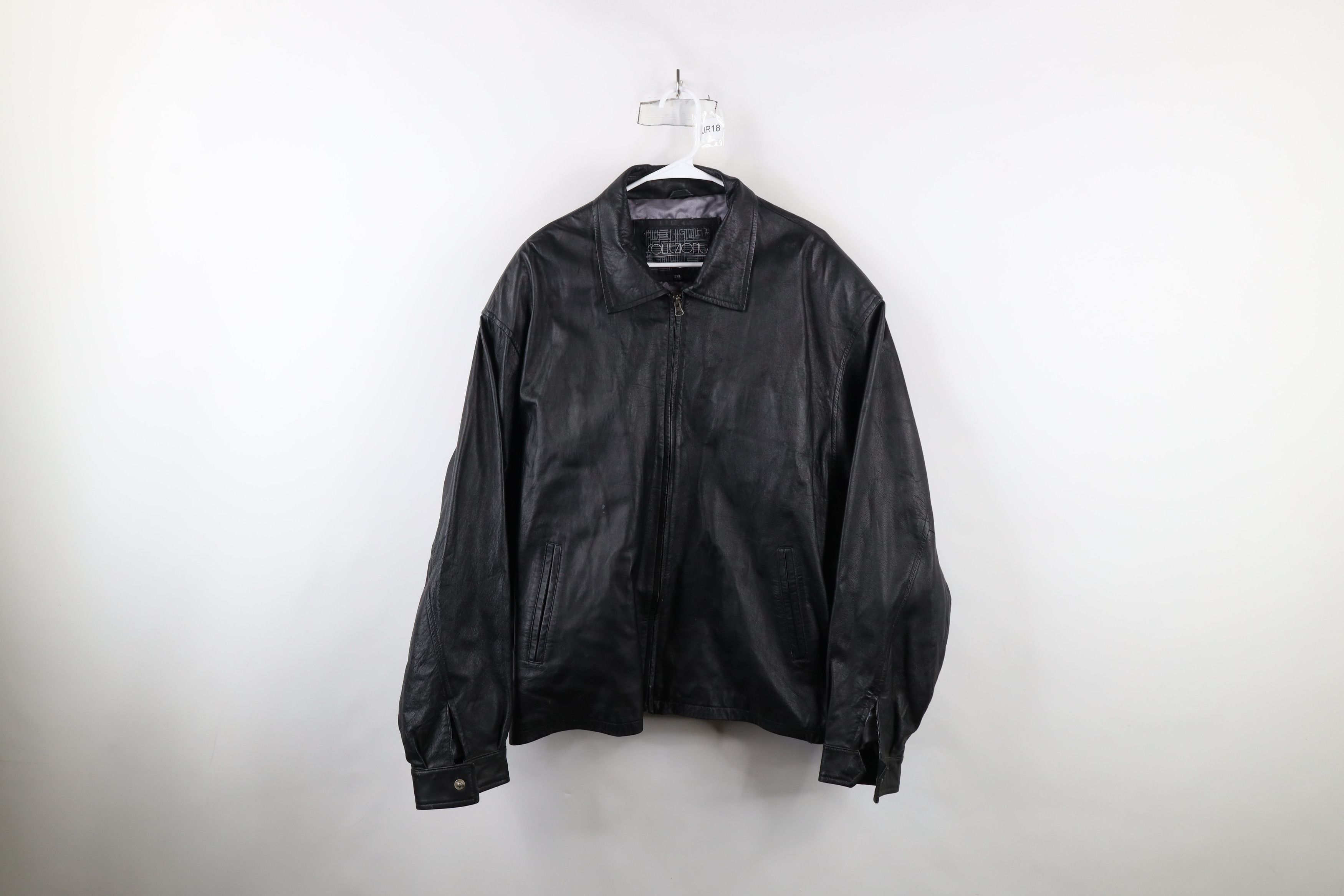 Vintage Vintage 90s Streetwear Side Buckle Full Zip Leather Jacket Size US XXL / EU 58 / 5 - 1 Thumbnail