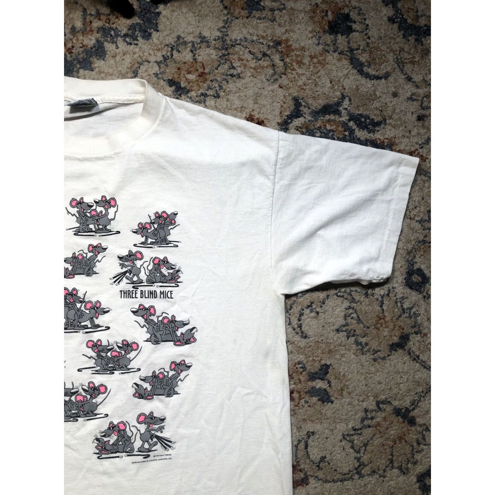 Vintage VINTAGE Coastal Concepts T-Shirt Gray Crew Neck Short Sleeve 1990s XL Men 80s 90s Blind Mice Logo Single Stitch Cotton Knit US Made Shirt Size US XL / EU 56 / 4 - 4 Thumbnail