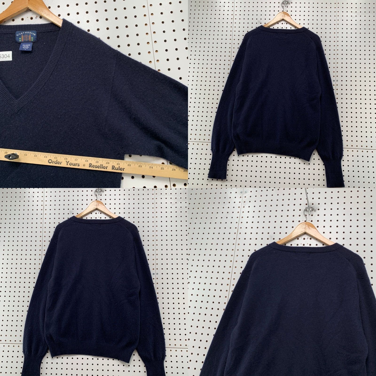 Vintage VINTAGE Northbriar Sweater Mens Large 100% Cashmere Navy Blue V-Neck Pullover Knit Winter Casual Mens Size US L / EU 52-54 / 3 - 8 Thumbnail