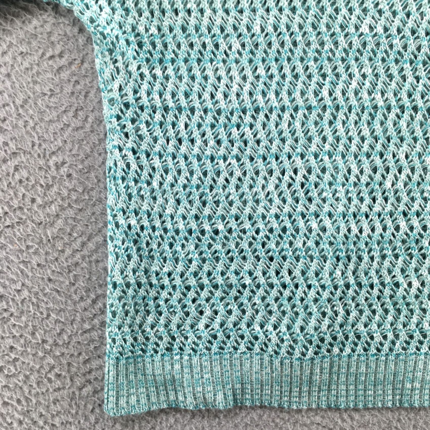 AQUA Roz & Ali Sweater Womens M Blue Sleeves Short Sleeve Open Knit Casual Shirt Top Blouse Knit Open Crochet All Seasons Lightweight Regular Size M / US 6-8 / IT 42-44 - 6 Thumbnail