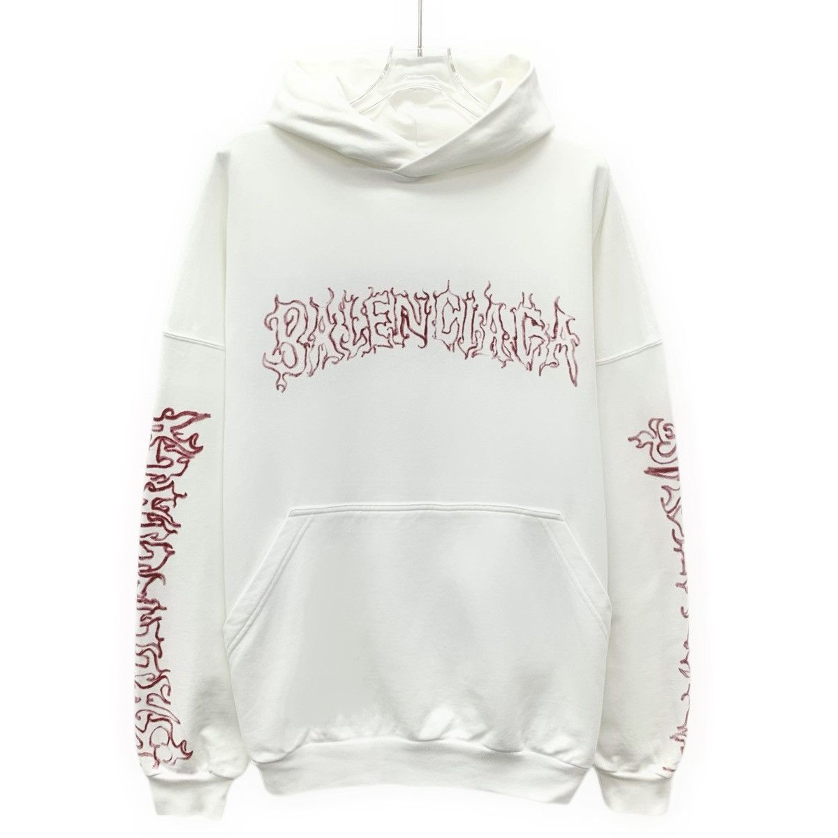 Balenciaga Balenciaga White Logo Printed Cotton Hooded Sweatshirt K26WX Size US S / EU 44-46 / 1 - 1 Thumbnail