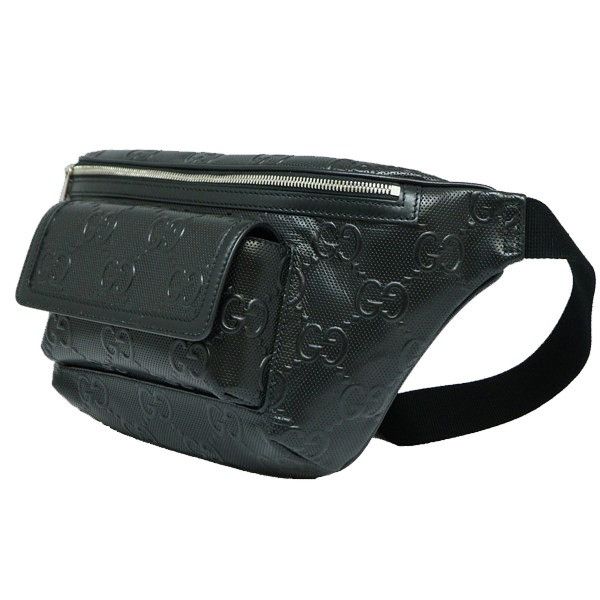 Gucci Belt Bag GG Embossed Leather Black Body Bag