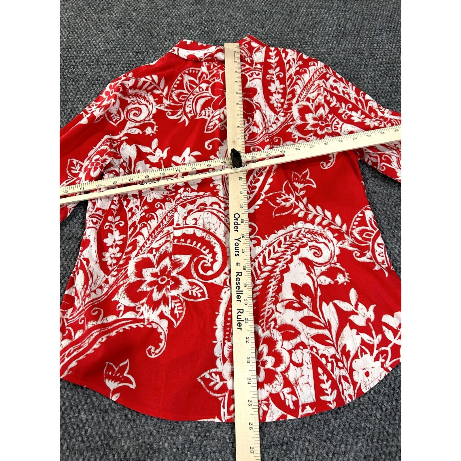 Vintage Chicos Blouse Womens Small Red White Floral Long Sleeve Lightweight Top Stretch Shirt Size S / US 4 / IT 40 - 7 Thumbnail