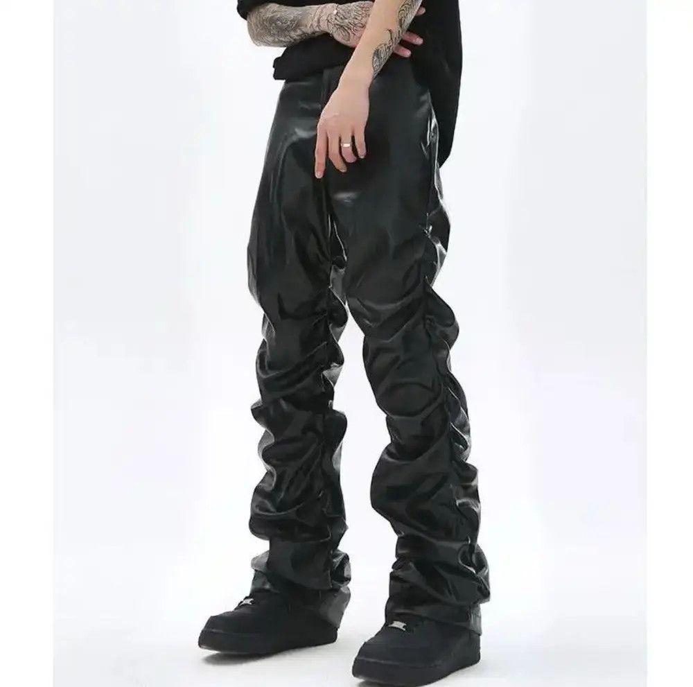 Leather PU Leather Ruched Casual Pant Size US 34 / EU 50 - 1 Thumbnail
