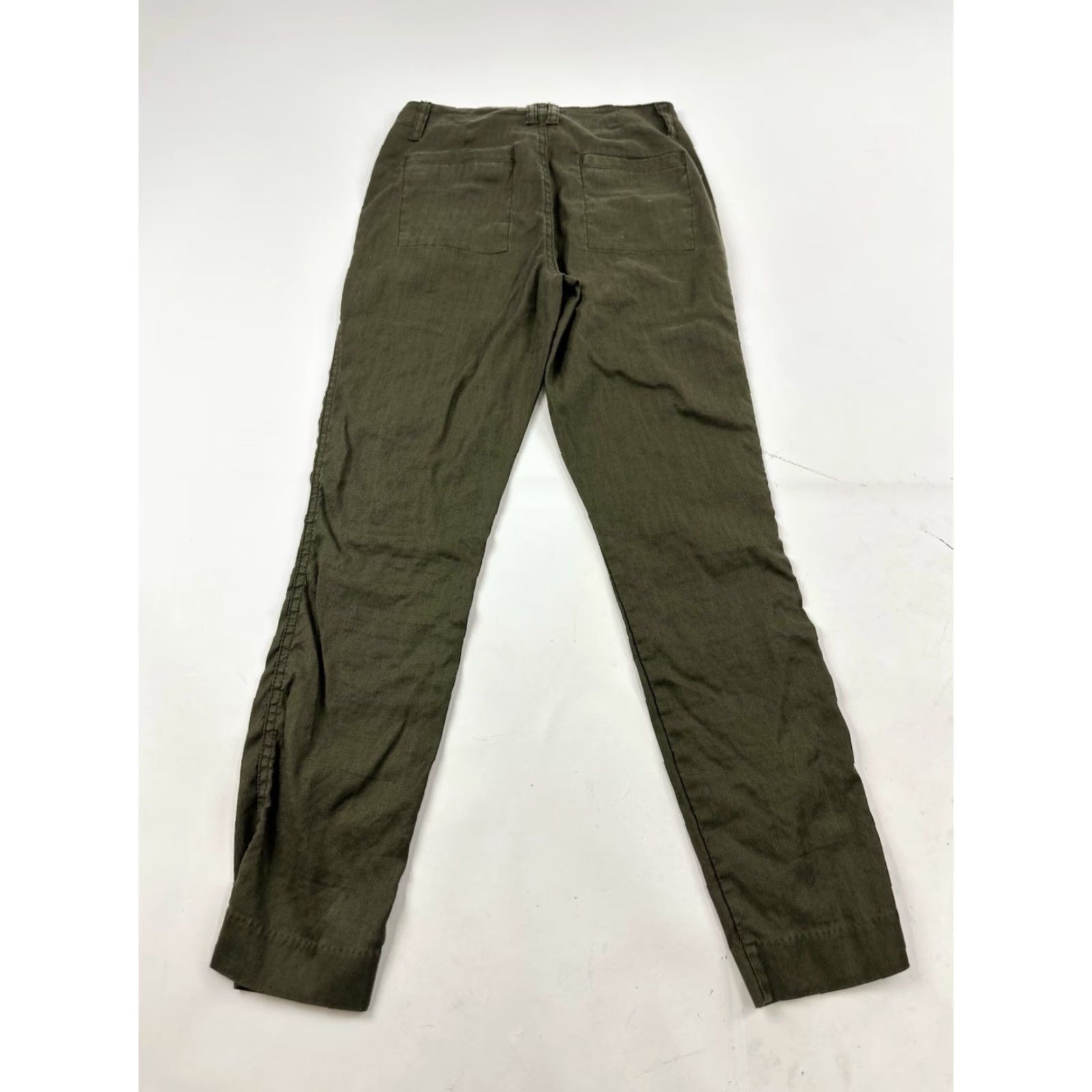Vintage Level 99 Women’s 24 Green Linen Utility Pants Straight Ankle Casual Business Travel Women's Green Linen Utility Trouser Straight 24 Level 99 Size 42" / US 20 - 2 Thumbnail