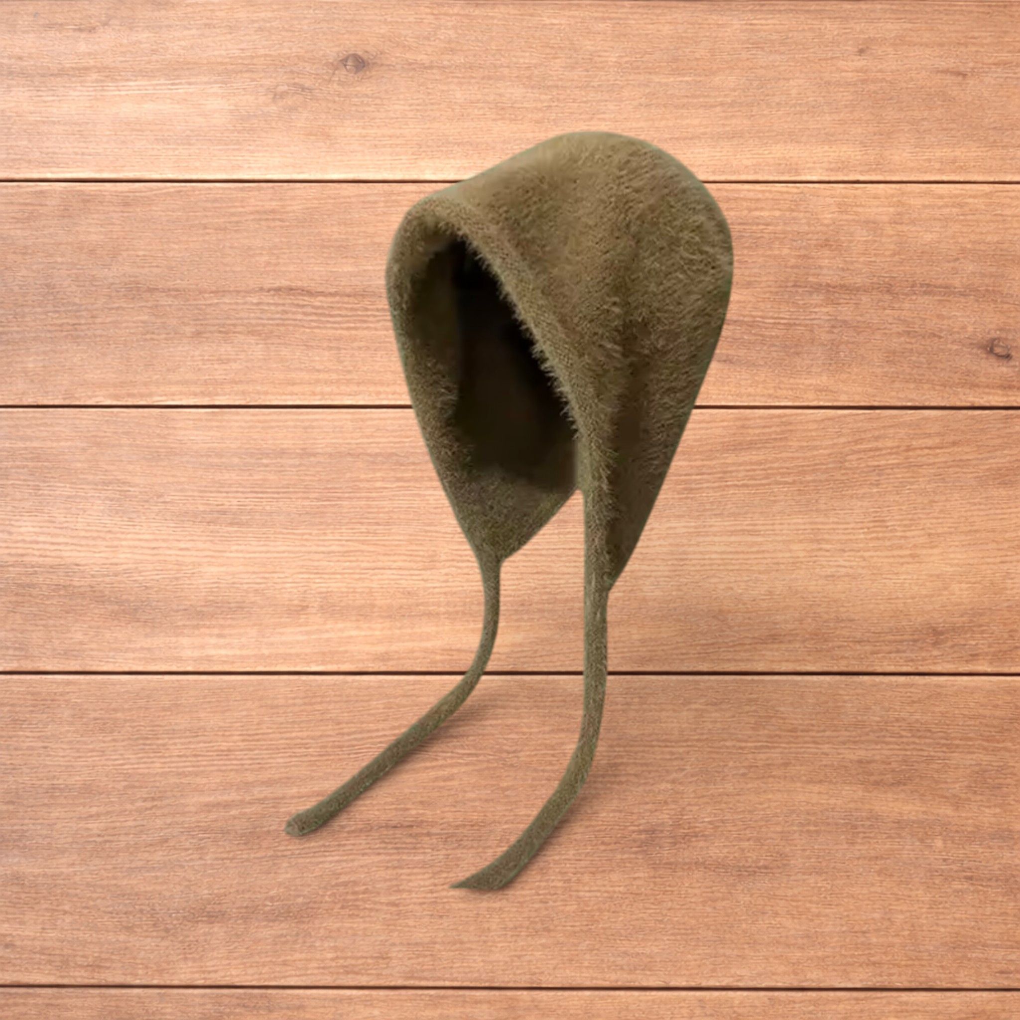 Japanese Brand Y2k Japanese knitted bonnet ear flap hat in coffee brown. Size ONE SIZE - 1 Thumbnail