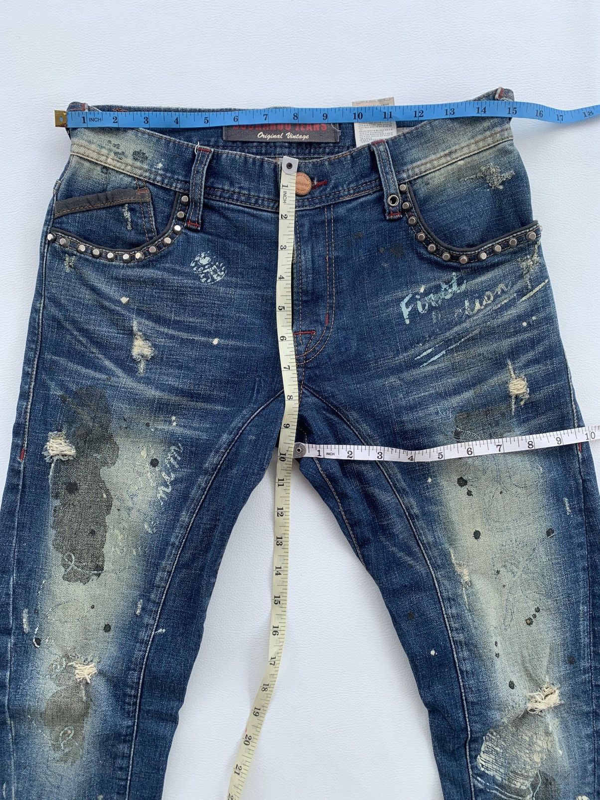 Japanese Brand Buckaroo Crazy Distressed Studded Japanese Slim Jeans Pants Size US 28 / EU 44 - 10 Thumbnail