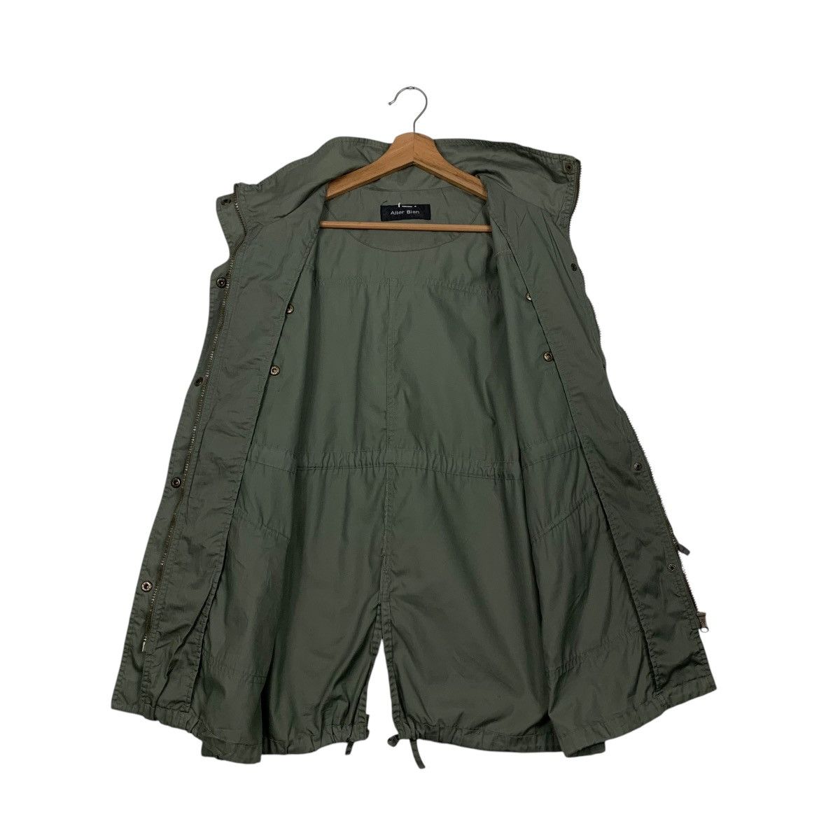 Japanese Brand ALLER BIEN Olive Green Button Parka Hoodie Jacket #2450-C110 Size US L / EU 52-54 / 3 - 8 Thumbnail