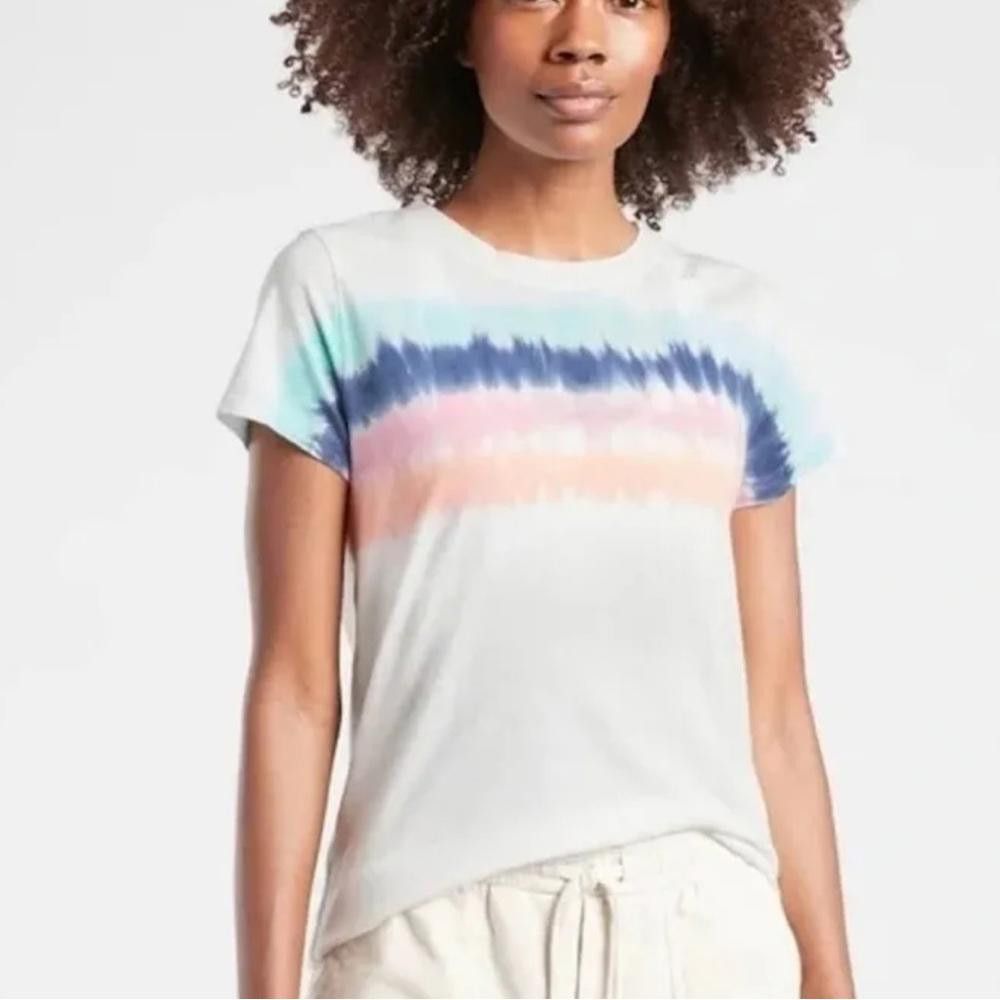 Designer Athleta l Organic Daily Tie Dye Stripe Tee Small Size S / US 4 / IT 40 - 1 Thumbnail