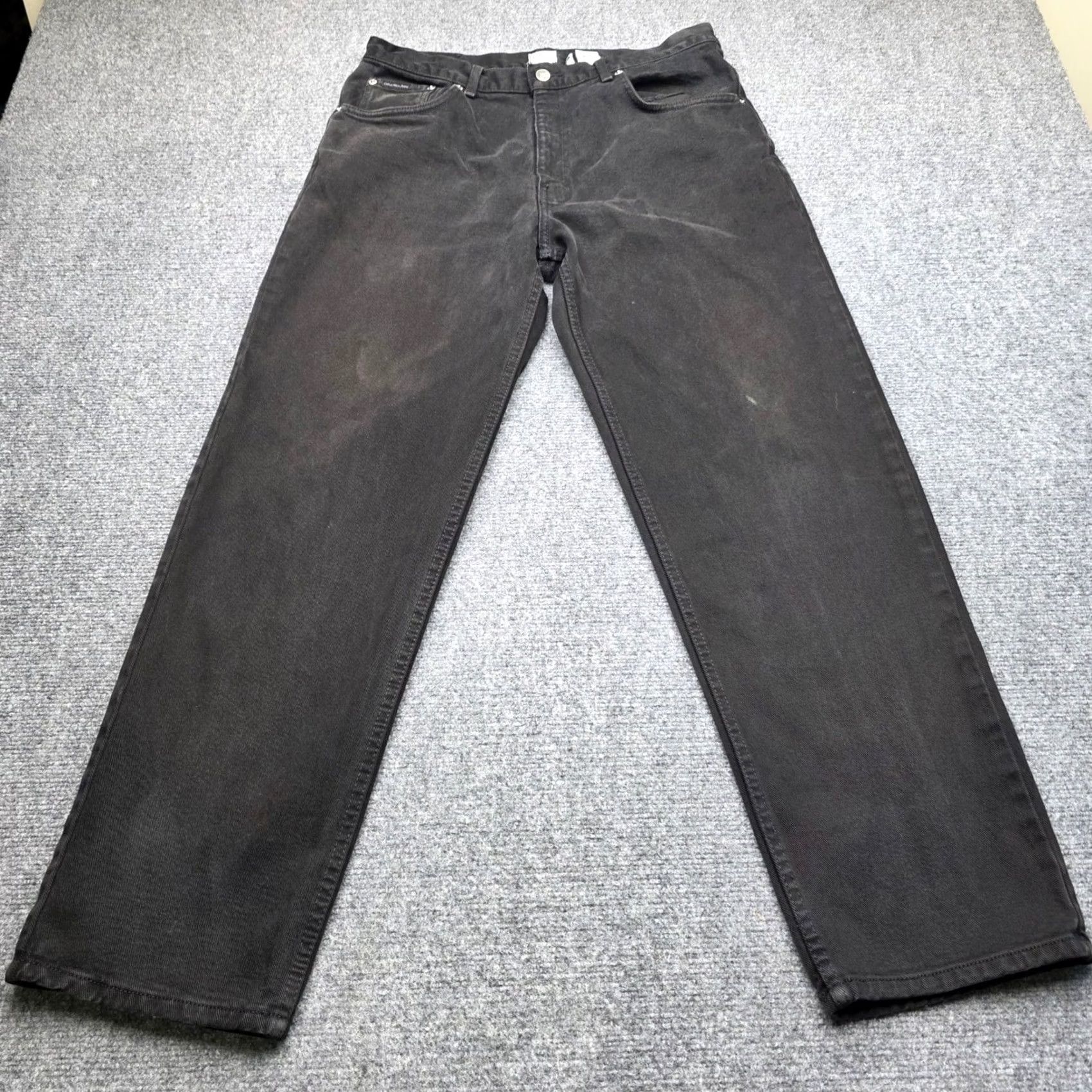 Vintage VINTAGE Calvin Klein Jeans Mens Black Denim Straight Faded Jeans 33x30 Made in Mexico Size US 33 - 2 Thumbnail