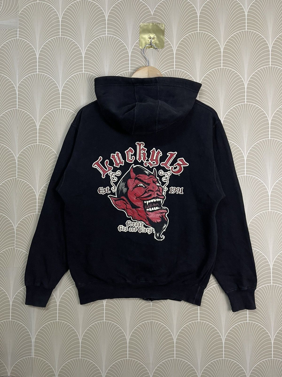 Lucky Brand 😈 90s LUCKY 13 APPAREL “GREASE GAS AND GLORY” ZIPPER HOODIE Size US S / EU 44-46 / 1 - 1 Thumbnail