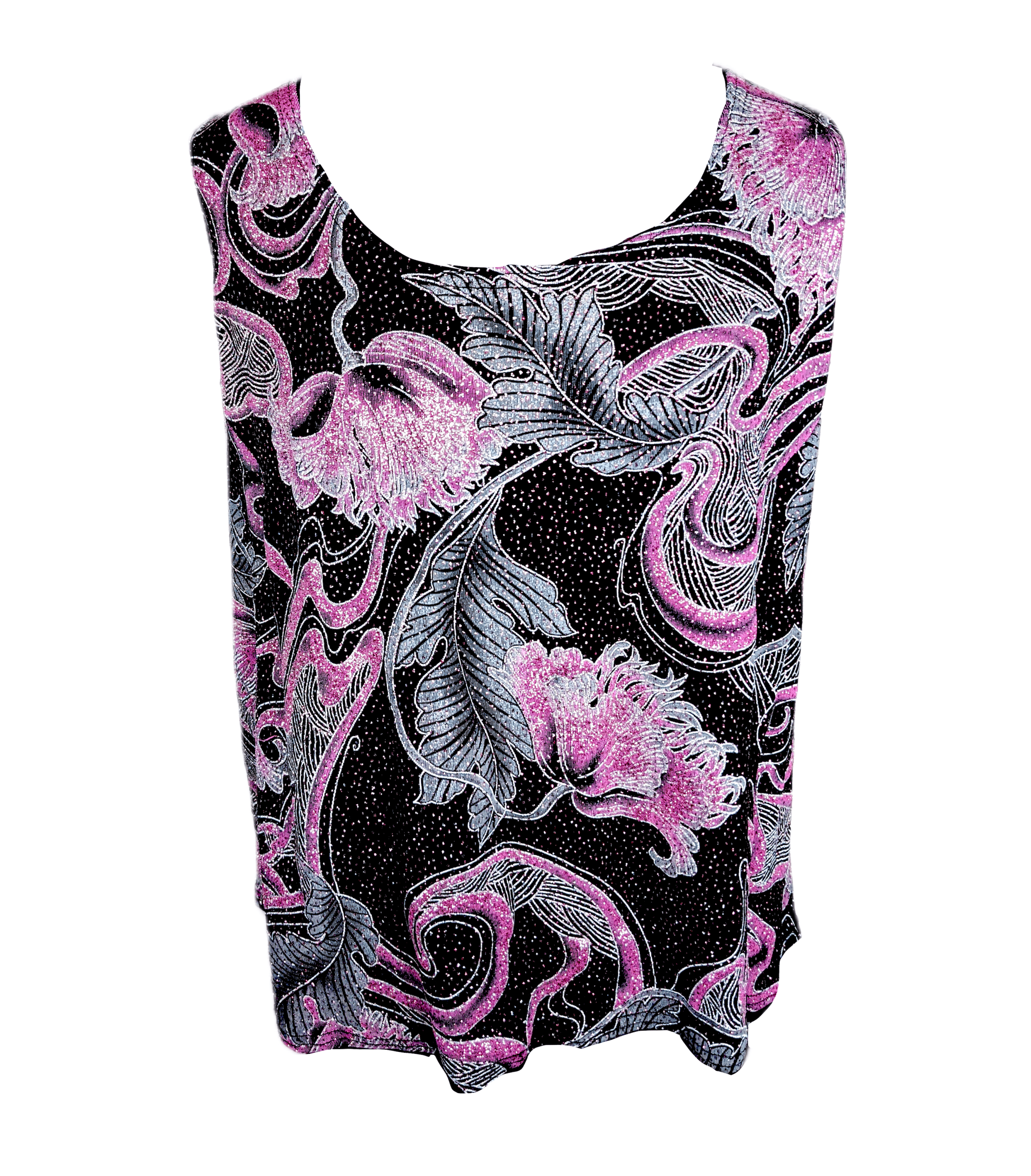 Vintage 1990's Glitter Floral Top Size XXL / US 16-18 / IT 52-54 - 1 Thumbnail
