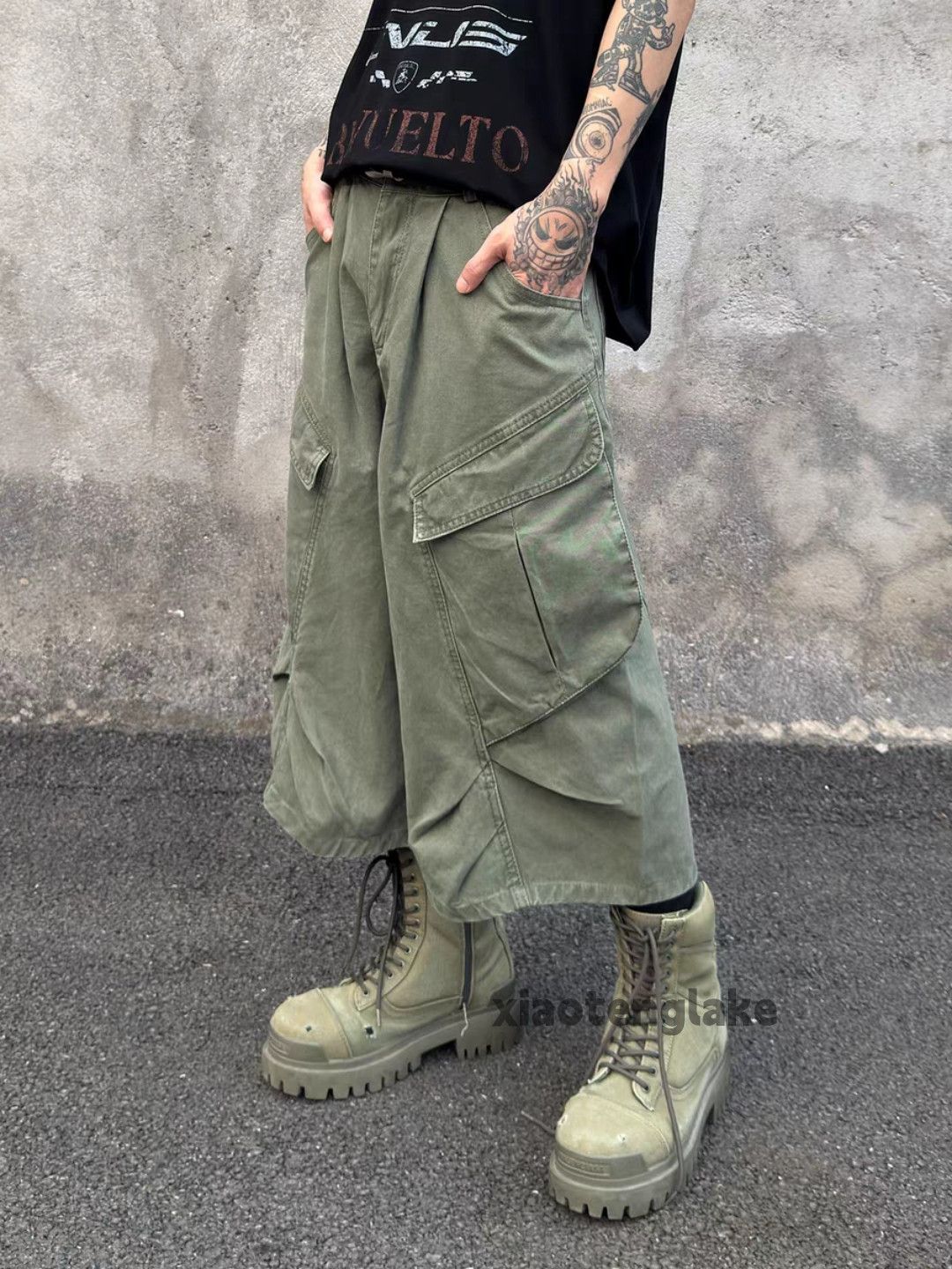 Vintage xtl Balenciaga rickowens style loose military cargo shorts Size US 33 - 5 Thumbnail