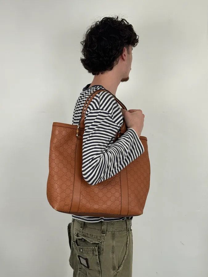 Gucci Gucci Light Camel Brown Leather Monogram Bag Size ONE SIZE - 2 Thumbnail