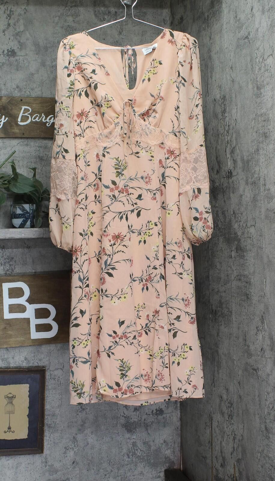 Other Nwt Tinsel Lace-trim Floral Print Midi Dress Pink Multi M Size M / US 6-8 / IT 42-44 - 1 Thumbnail