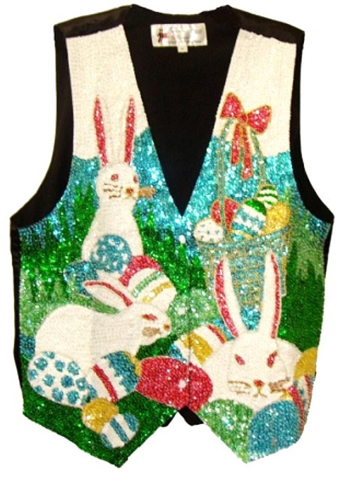 Designer Sequin Vest EASTER BUNNY (size 2X only) Size ONE SIZE - 1 Preview