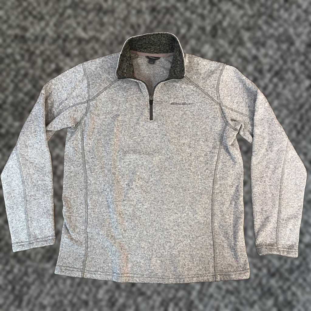 Eddie Bauer Eddie Bauer Sweater Fleece Pullover Mens L Gray Marl 1/4 Zip Mock Neck Logo Embroidered Warm Casual Outdoor Knit Pullover Men Size US L / EU 52-54 / 3 - 1 Thumbnail