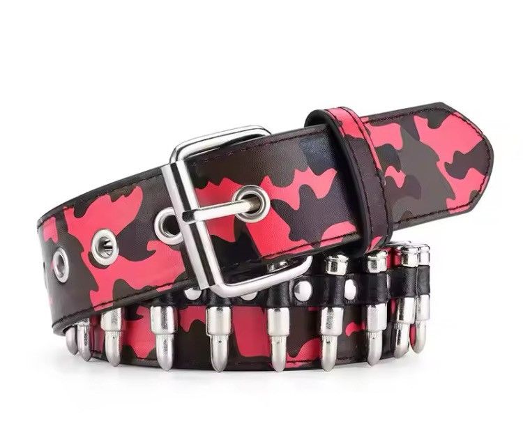 Japanese Brand Pink Camo Bullet studded belt Size ONE SIZE - 2 Thumbnail