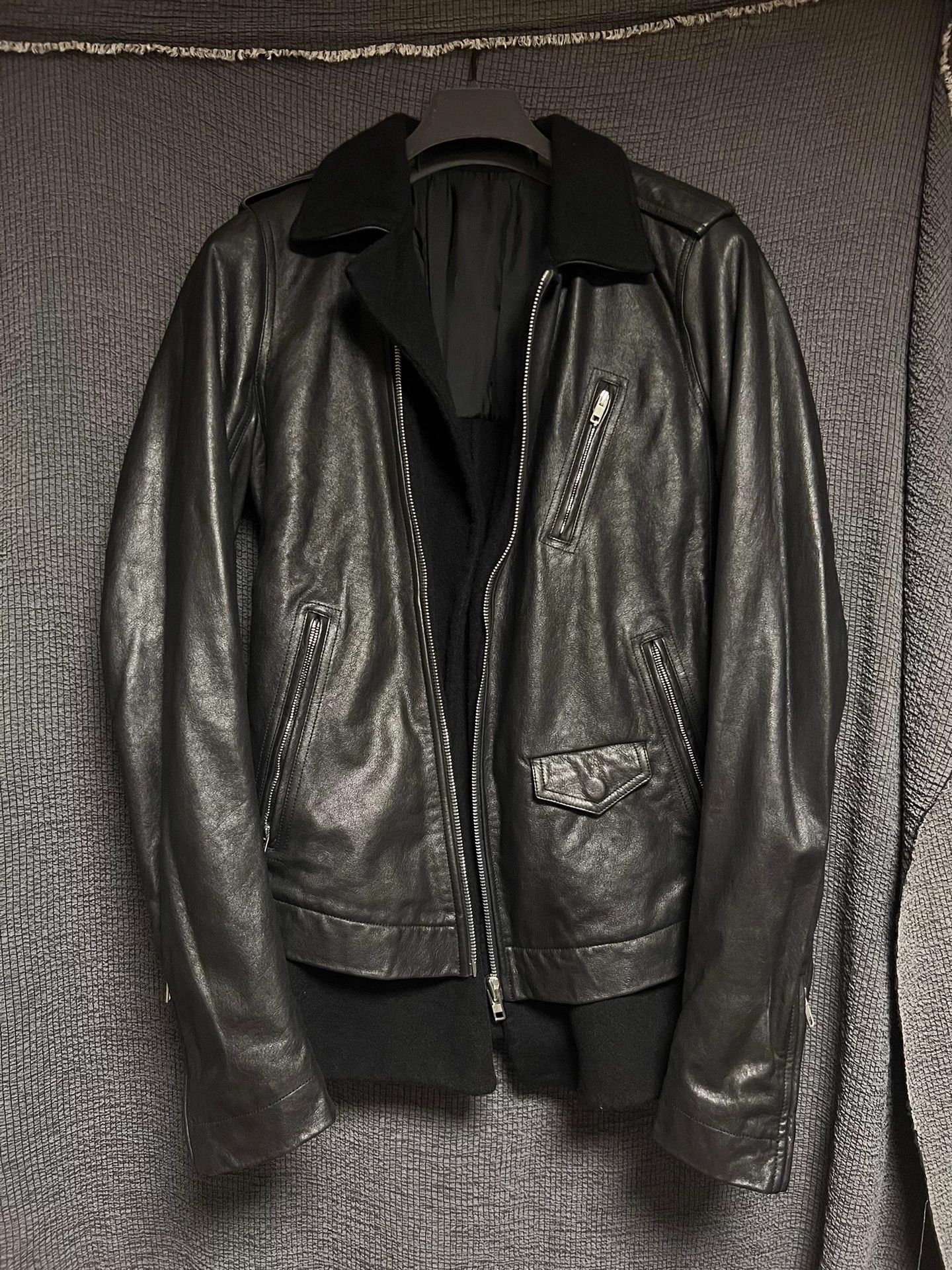 Rick Owens Rick Owens Main Line Shearling Jacket with Diagonal Zipper Size US L / EU 52-54 / 3 - 4 Thumbnail
