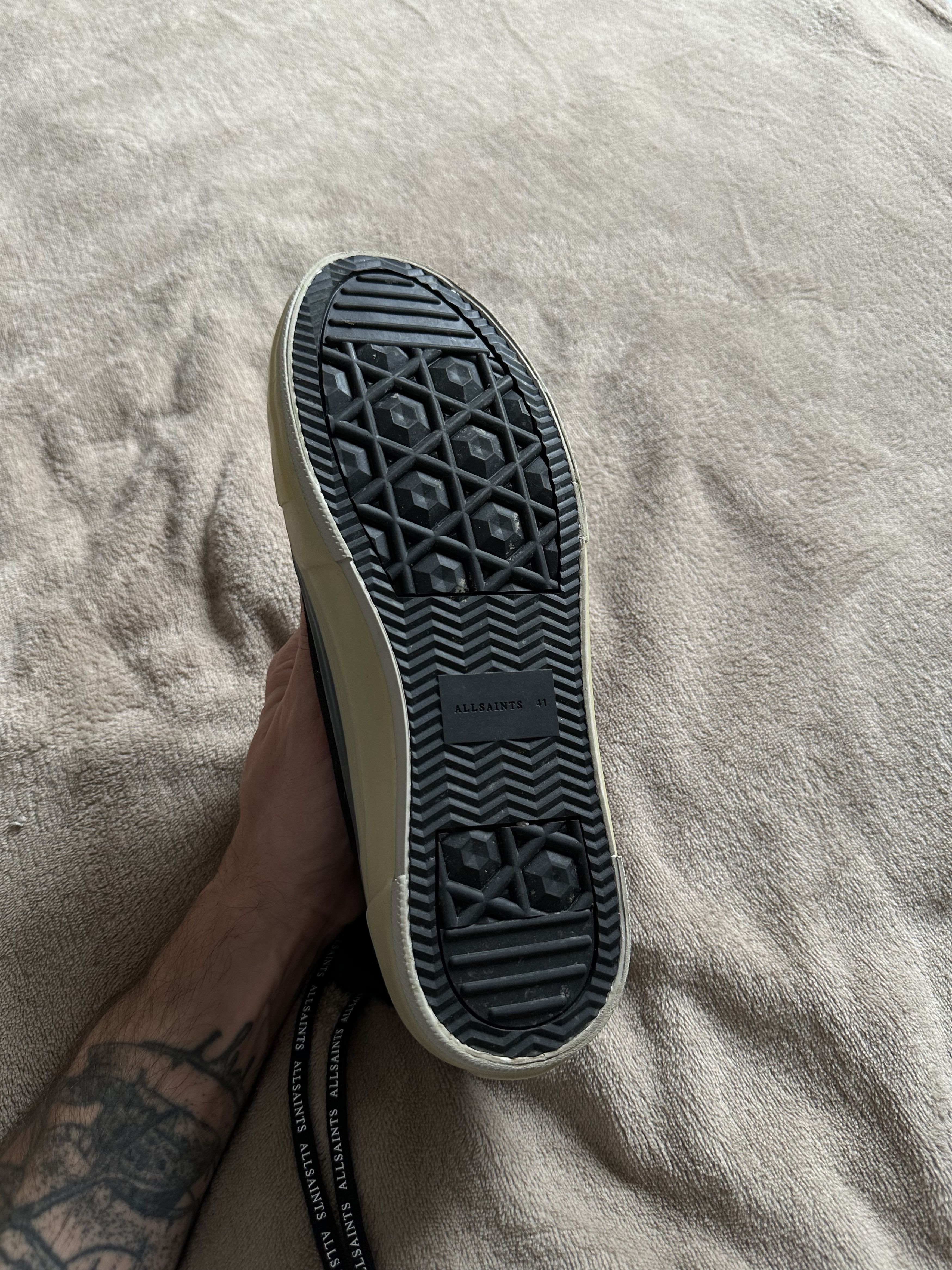 Allsaints ALLSAINTS Canvas High Top Sneakers Black Logo Laces EU 41 Size US 8.5 / EU 41-42 - 7 Thumbnail