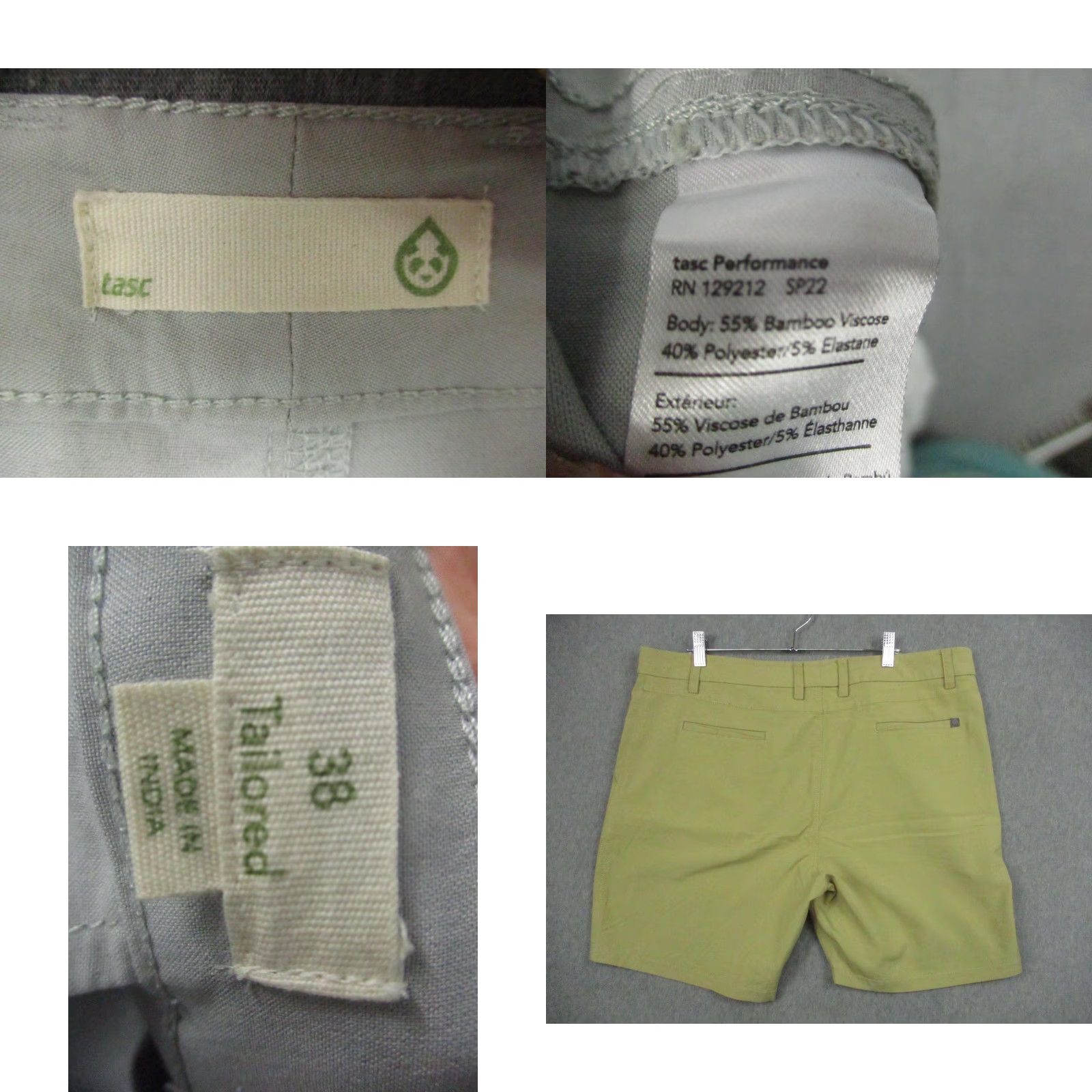 Vintage tasc Performance Shorts Mens 38 Tailored Gray Olive Bamboo Stretch Golf Lot 2 Size US 38 / EU 54 - 8 Thumbnail
