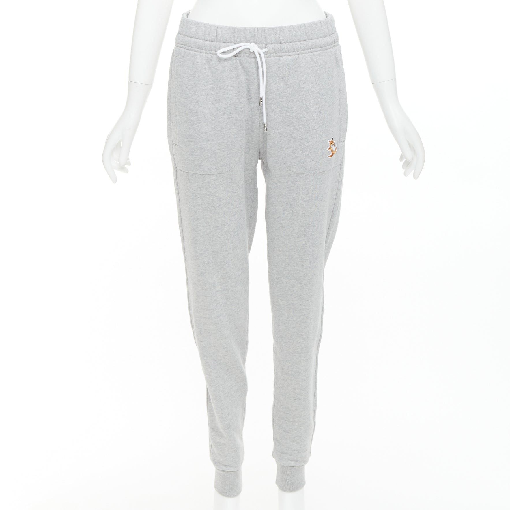Maison Kitsune MAISON KITSUNE grey cotton fox badge tapered jogger sweat pants XS Size 26" / US 2 / IT 38 - 1 Thumbnail