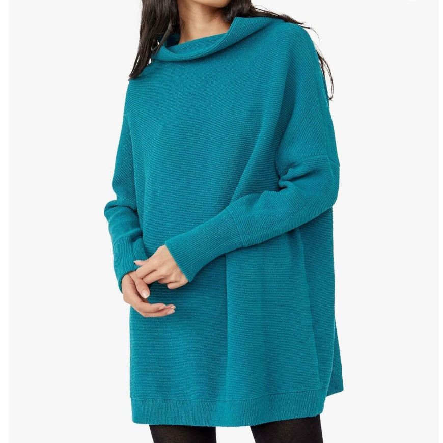 Free People Free People Ottoman Slouchy Tunic Sweater Electric Teal XS Size XS / US 0-2 / IT 36-38 - 1 Thumbnail