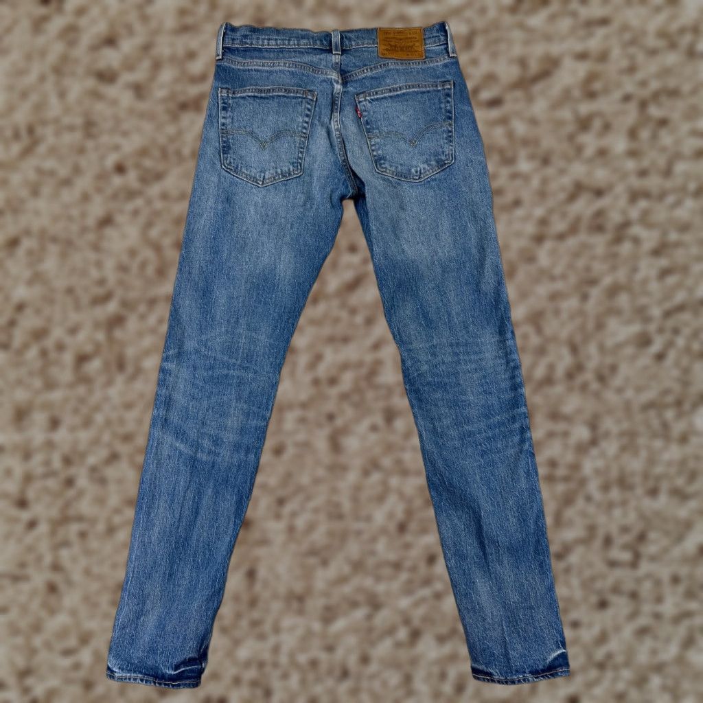 Levi's VINTAGE Levis Jeans Adult 30 Blue Denim Levi's 502 Slim Straight 5-Pocket Denim Jeans 30x28 Cotton Blend Distressed Medium Wash Mens Jeans Size US 30 / EU 46 - 1 Thumbnail