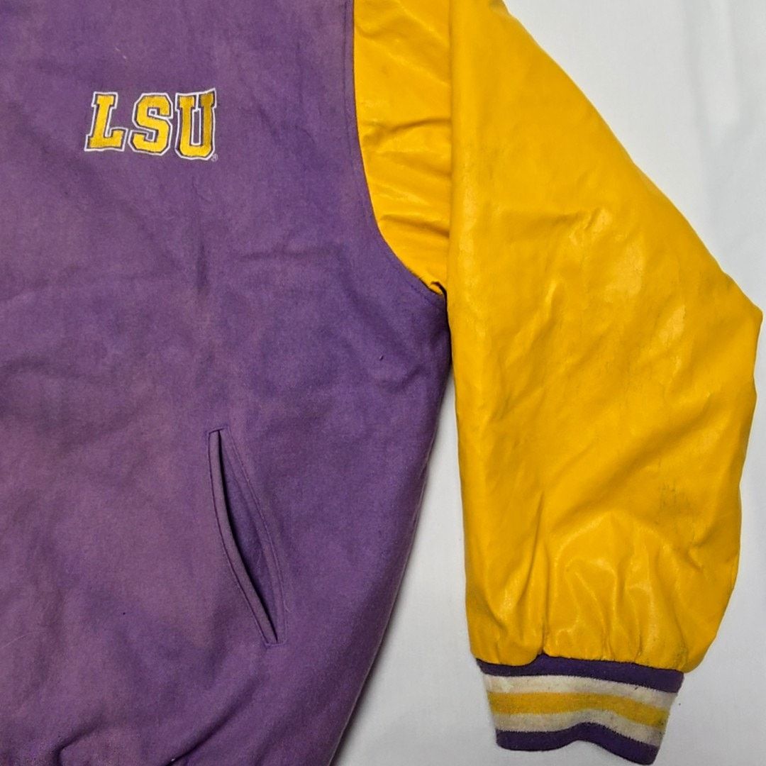Steve And Barrys Vintage LSU Tigers Purple Yellow Varsity Jacket 90s XL Size US XL / EU 56 / 4 - 10 Thumbnail