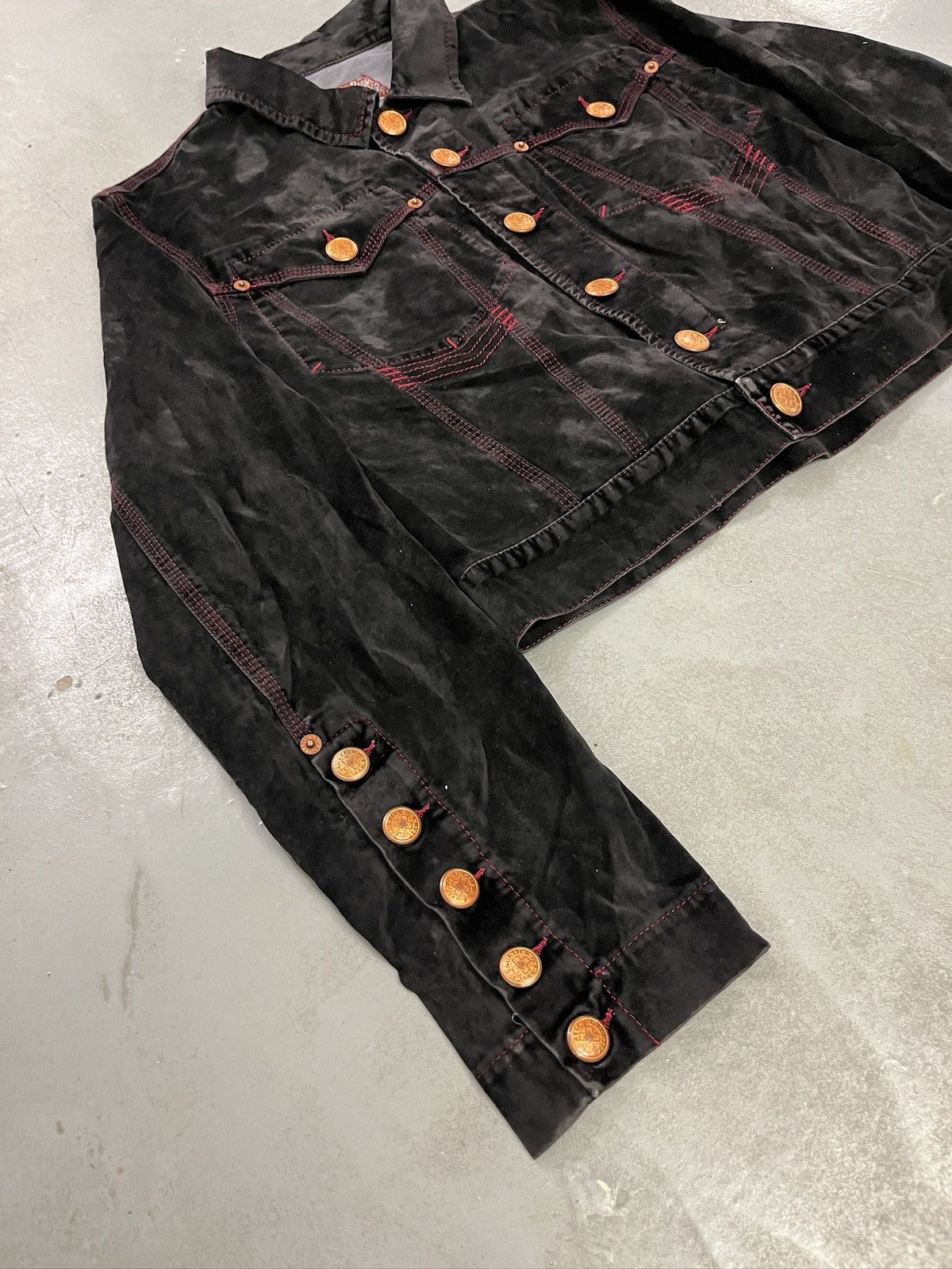 Jean Paul Gaultier Jean Paul Gaultier Bloody Stitching Cropped Velvet Jacket Size S / US 4 / IT 40 - 2 Thumbnail