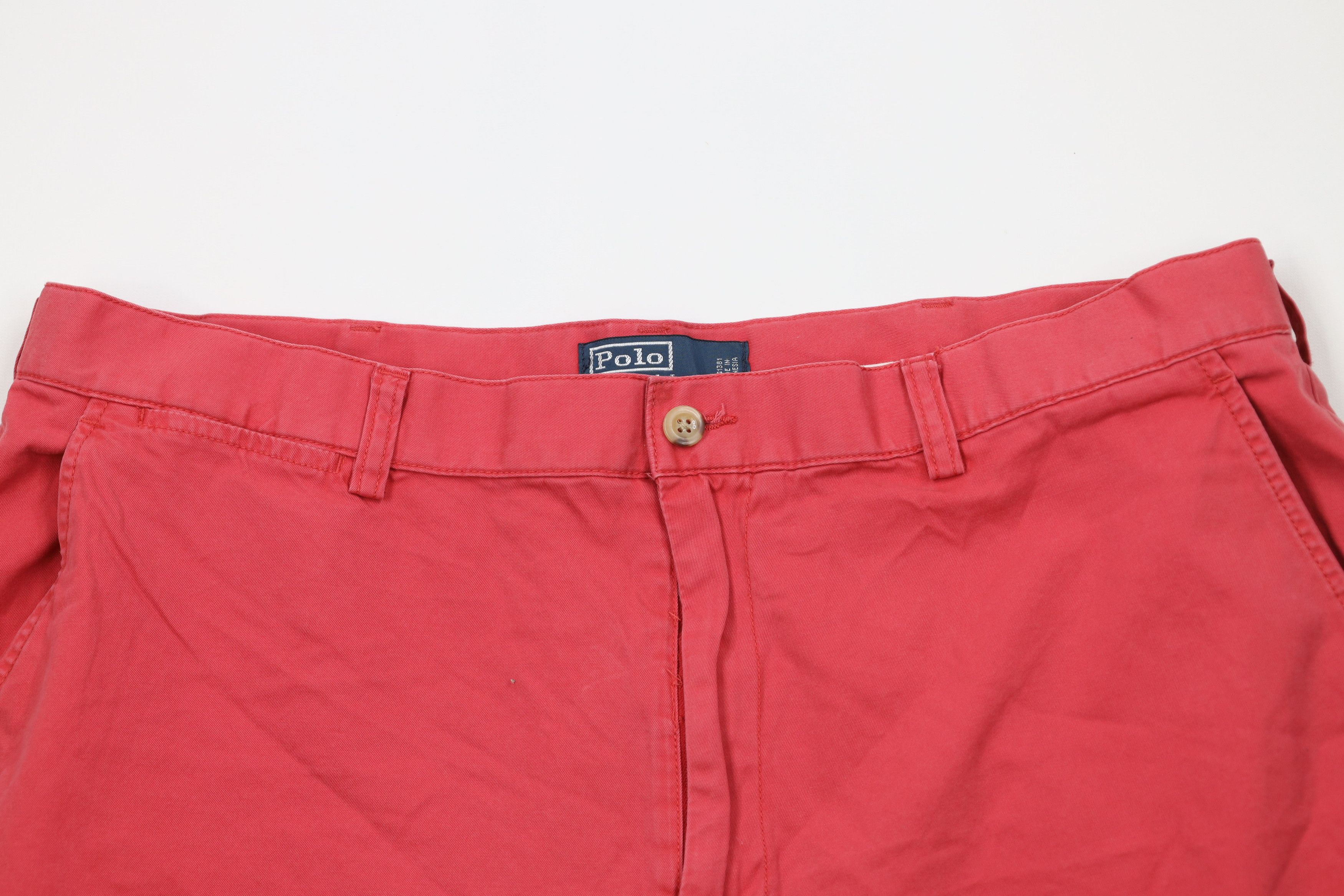 Ralph Lauren × Vintage Vintage 90s Ralph Lauren Above Knee Chino Shorts Red Cotton Size US 38 / EU 54 - 2 Thumbnail