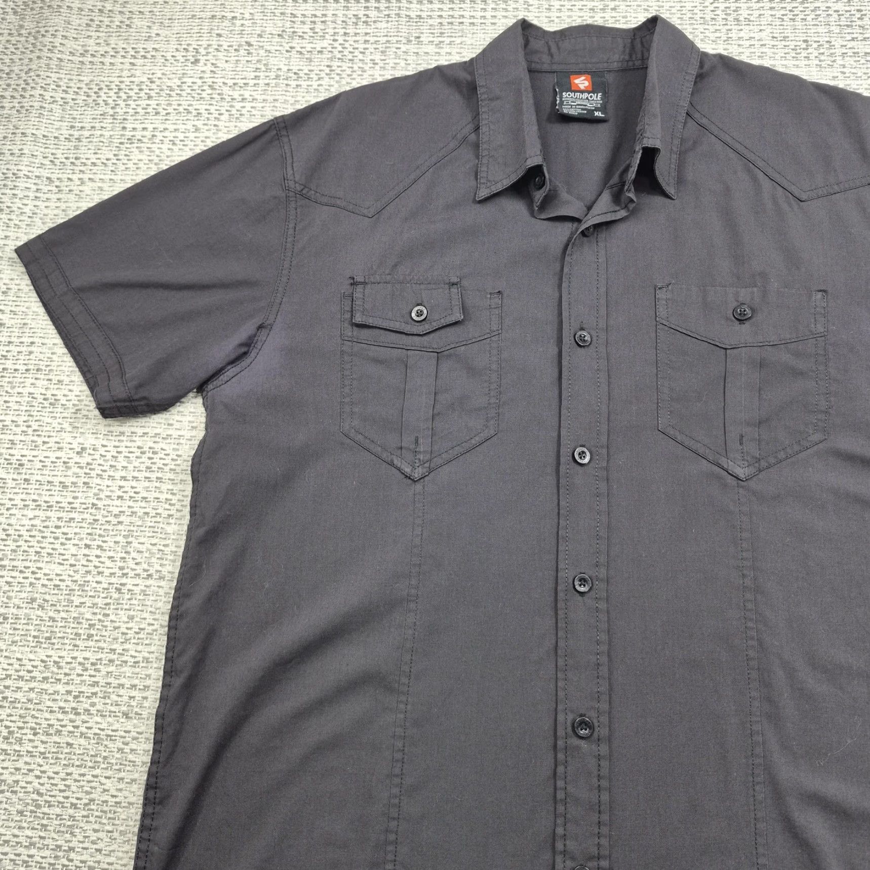 Southpole Y2K Southpole Button Up Shirt Mens XL Solid Short Sleeve Workwear Casual Size US XL / EU 56 / 4 - 3 Thumbnail