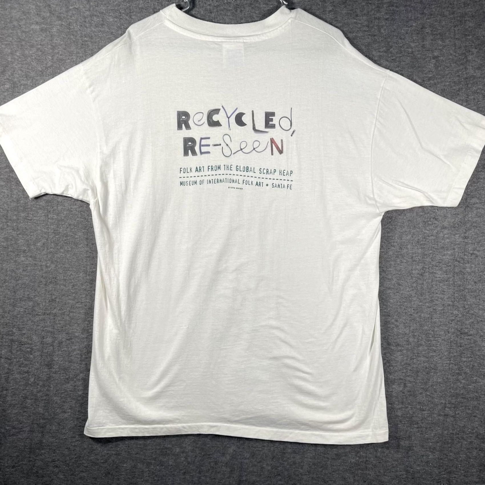 Hanes VINTAGE Hanes T-Shirt Mens XL White Graphic Print Recycled Re-Seen Museum Folk Art 1996 90s Size US XL / EU 56 / 4 - 2 Thumbnail