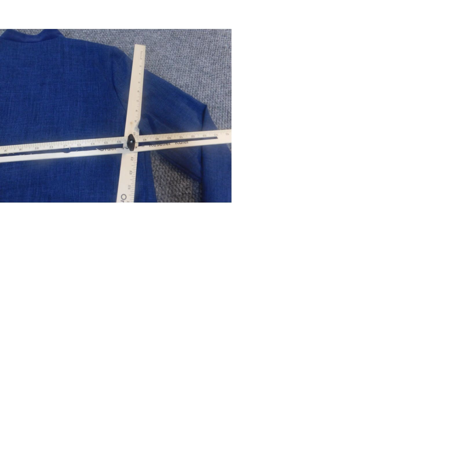 Vintage Sag Harbor Women Blazer 10P Petite Blue Full Zip Stretch Mid-Length Jacket, Business Casual, Long Sleeve, Polyester Size L / US 10 / IT 46 - 9 Thumbnail