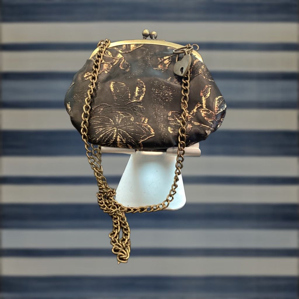 Vintage VINTAGE American Rag Crossbody Bag Purse Small Gold Bronze Faux Leather 1984 Womens Small Gold Bronze Hardware Latch Bag Size ONE SIZE - 1 Thumbnail