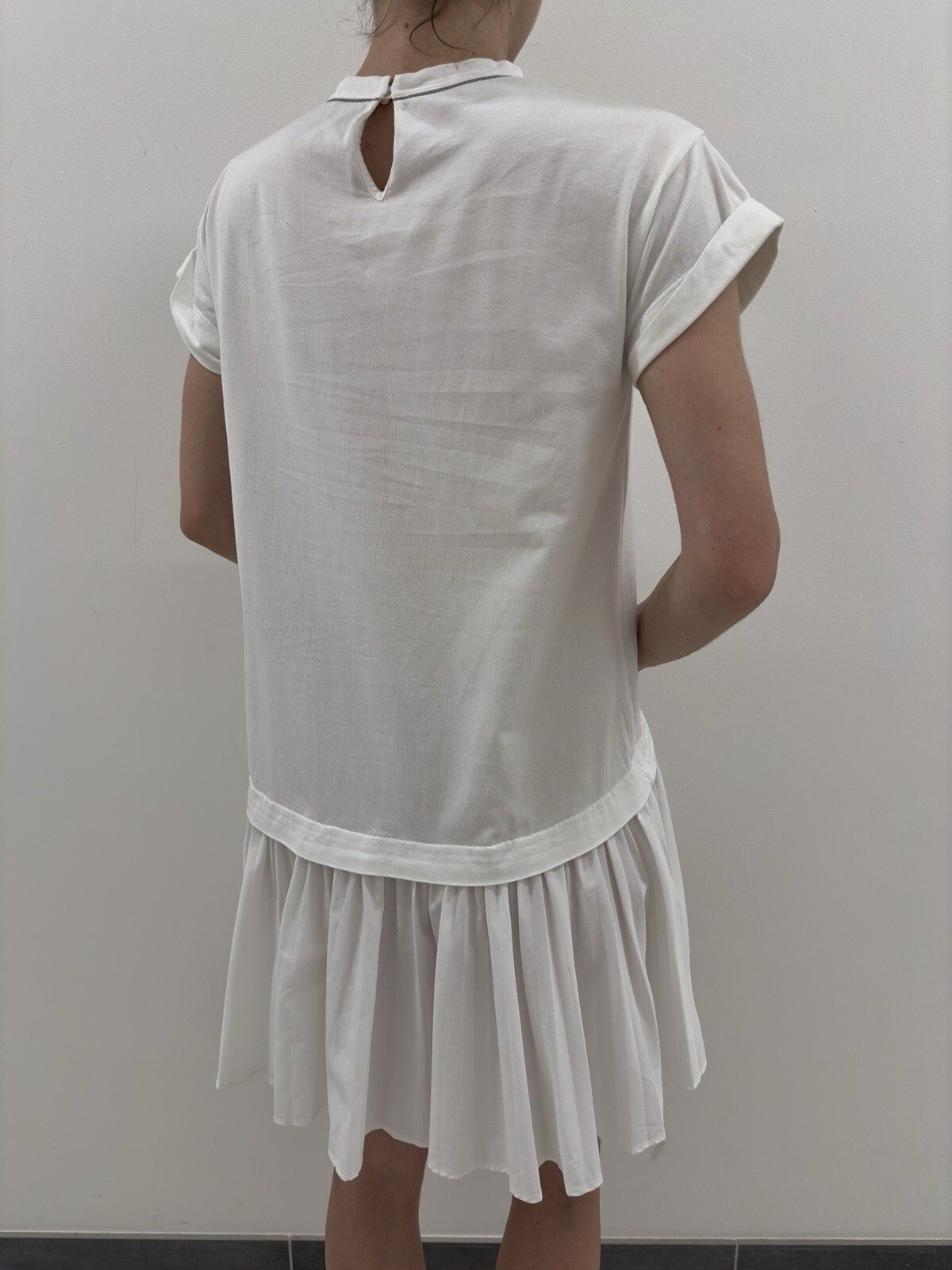 Brunello Cucinelli Brunello Cucinelli White Cotton Dress Size 10 Size L / US 10 / IT 46 - 7 Thumbnail