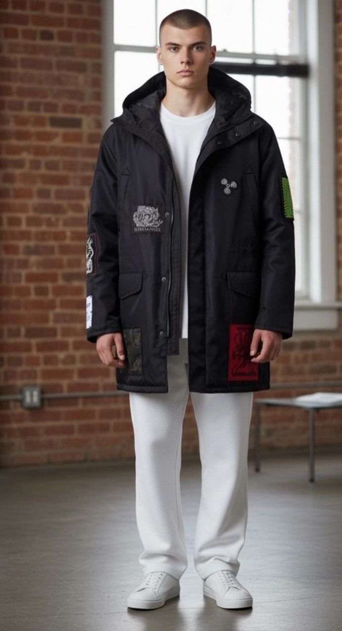 Alexander McQueen NWT $1534 McQ mens Jucket Vortex Graphic Patched In Black Size US XXL / EU 58 / 5 - 2 Thumbnail