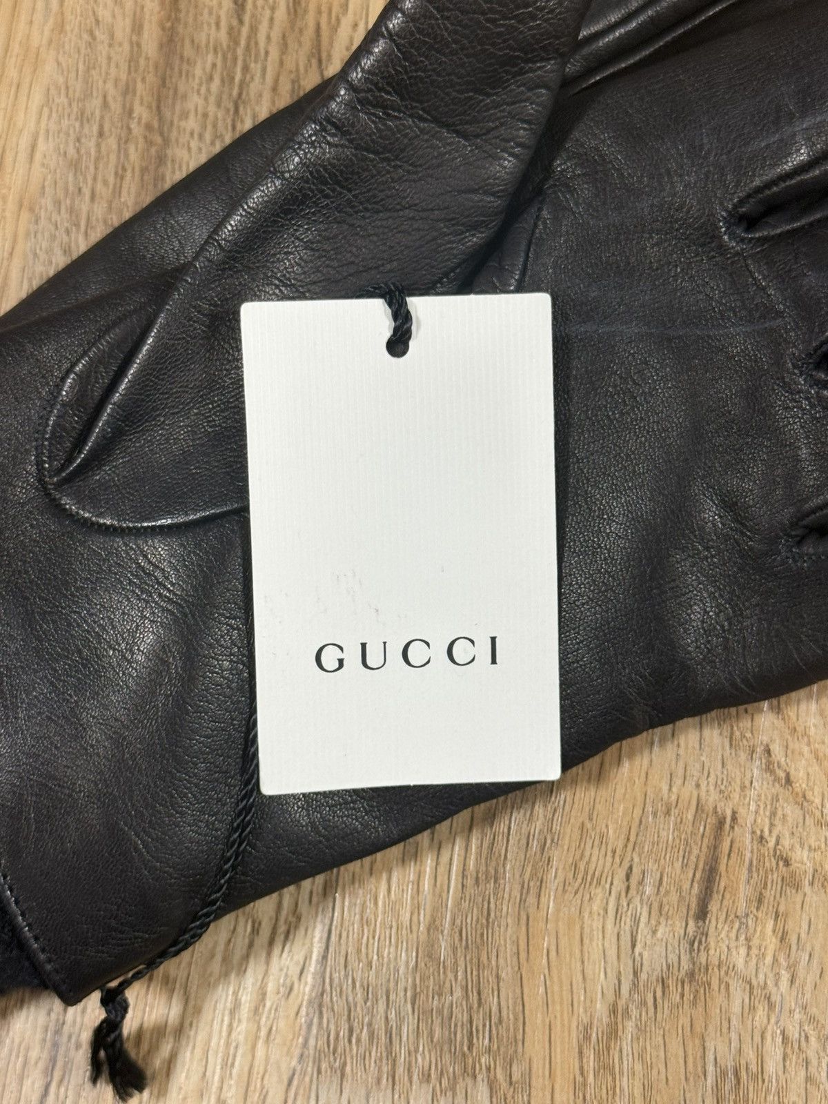 Gucci Gucci Tiger Head Nappa Leather & Cashmere Gloves – Black Size ONE SIZE - 10 Thumbnail
