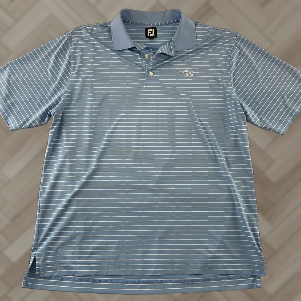 Footjoy FootJoy Short Sleeve Striped Button-Up Golf Polo Shirt Men's XL Blue White Size US XL / EU 56 / 4 - 1 Thumbnail