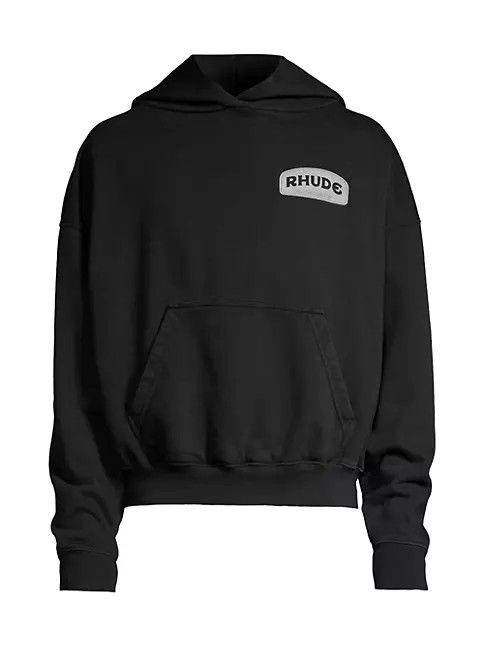 Image of Rhude Os11X0124 Supercross Graphic Hoodie In Black, Men's (Size Small)