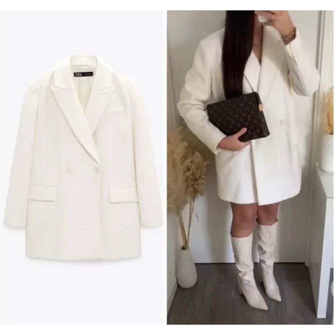 Zara ZARA WOOL BLEND SHORT COAT ECRU Size S / US 4 / IT 40 - 1 Thumbnail