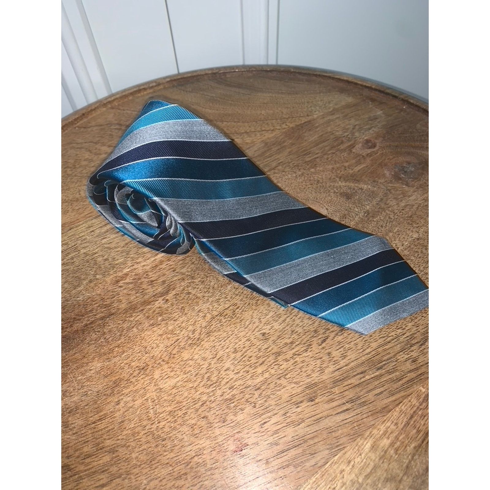 Express Express Men's Blue Striped Silk Tie Classic Length Size ONE SIZE - 1 Thumbnail