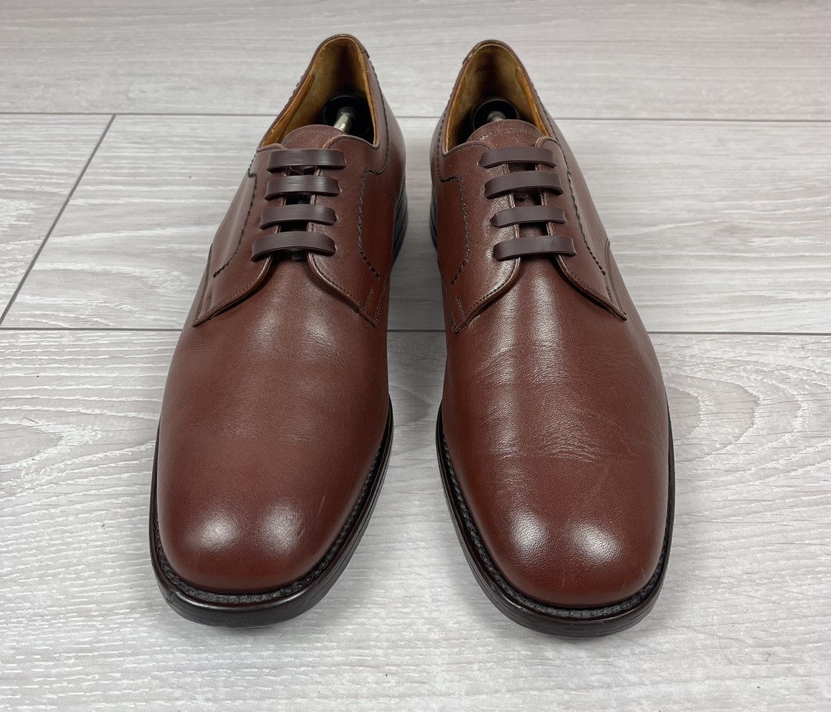 Loake Loake England Vintage Brown Leather Derby Shoes Boots Size US 12 / EU 45 - 4 Thumbnail