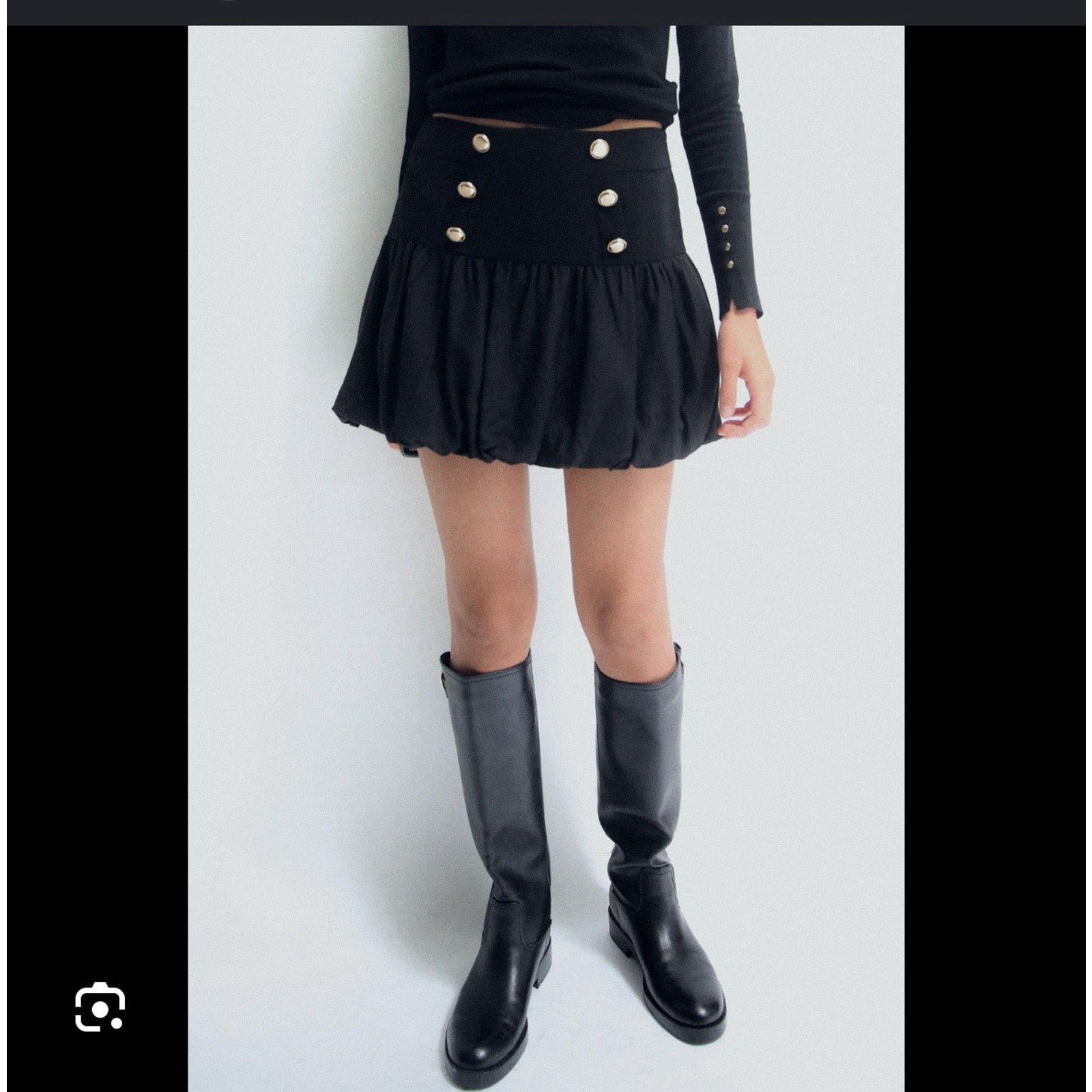 Zara Zara Black Ballon Skirt With Gold Buttons Size S Brand New Size 26" / US 2 / IT 38 - 2 Thumbnail